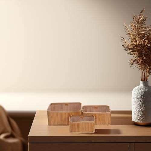 Baluue 3pcs Storage Basket Set with Three Sizes, Small Rattan Nesting Baskets for Organizing Bedroom, Bathroom, Laundry Room, or Kitchen, Space Saving and Multifunctional Storage Bins