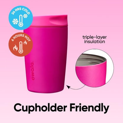 Owala SmoothSip Slider Insulated Stainless Steel Coffee Tumbler, Reusable Iced Coffee Cup, Hot Coffee Travel Mug, BPA Free 12 oz, Read My Lips - color: Read My Lips, size: 12 Ounces, style: No Handle