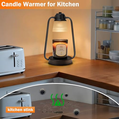 Candle Warmer Lamp with Timer and Dimmer for Scented Jar Candles | Metal candle warmer with 4 brightness levels, 2/4/8-hour timer and one 50W bulb for bedrooms, offices and living rooms - color: Candle Warmer Lamp
