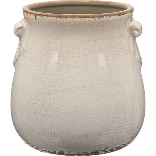 Ceramic Scroll Planter 6.5 Inch Chinoiserie Floral Vase with Drainage Holes Vintage Flower Vase Flower Pot Rustic Ceramic Pots for Indoor Plants Garden Home Bookshelf Decor (Pure White) - style: Pure White