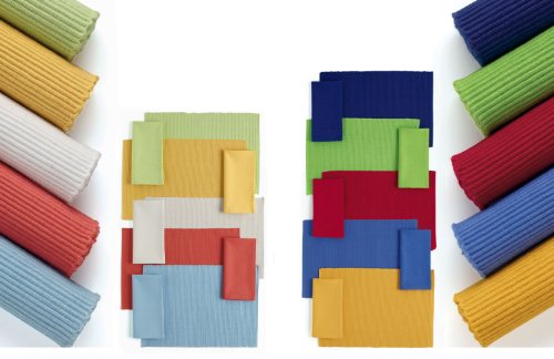 DII Basic Everyday Ribbed Tabletop 100% Cotton, Placemat Set, 13x19, Tango Red, 6 Piece - color: Tango Red, size: 13x19"