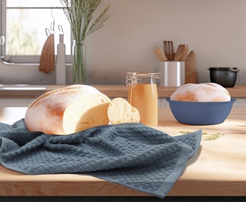 COTTON CRAFT Amazing Kitchen Towels - 8 Pack 100% Cotton Waffle Terry Towel | Blue - 16x28 inch Euro Café Waffle Weave Dish Towels - Soft Absorbent Quick Dry Low Lint Reusable Pantry Bar Cleaning Cloth - color: Blue, size: 8 Pack