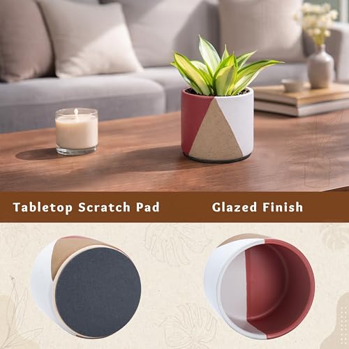 D'vine Dev 2-Pack Cachepot with Clear Pot, 4.5 in, Crimson Dune, 93-V-B-4 | Dual-Pot System, Root Visibility, Bottom Watering Support, Enhanced Drainage, Artistic Stoneware Design, Easy Plant Care - color: Crimson Dune, size: 4.5” Cachepot + 4“ Clear Grow