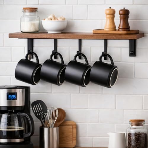 GBhome 14 OZ Coffee Mugs Set of 6, Stackable Matte Black Coffee Cups Set | Modern Ceramic Coffee Mugs for Men,Women, Cappuccino/Espresso. Dishwasher&Microwave Safe - color: Matte Black