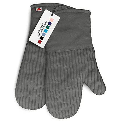 Silicone Oven Mitts - Gray Set of 2-12.5" - Heat Resistant to 536 F / 280 C Kitchen Gloves - Professional Grade Protection Hot Cooking Baking - color: Ashy