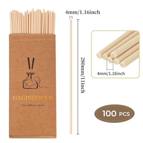 100 PCS Reed Diffuser Sticks, 11 Inch Fibre Diffuser Replacement Stick for Essential Oil Diffuser Refill, 4 mm Thick Aroma Diffuser Sticks for Home Office Bathroom Bedroom, Primary Color - color: Primary