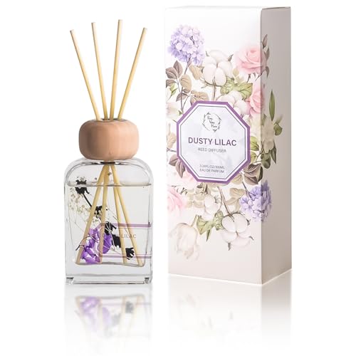 Reed Diffuser Set, 3.4 fl oz - Elegant Home Fragrance with Sticks - Long-Lasting Scented Oil Reed Diffuser for Bedroom, Bathroom Shelf Decor & Office (Dusty Lilac) - color: Dusty Lilac