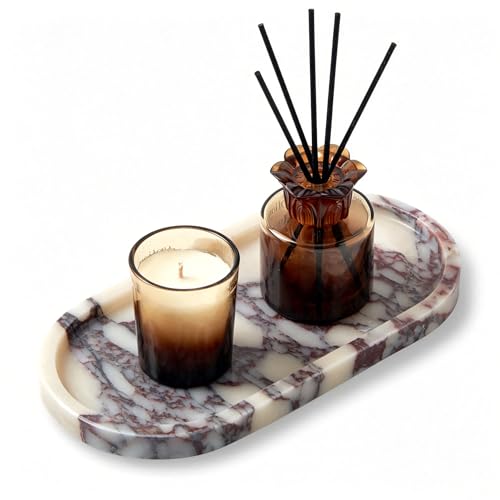 Luxury Natural Oval Marble Tray, Vanity Catchall Organizer Jewelry Decor | Small 9.8x4.9-Inch Calacatta Viola Oval Marble Vanity Tray, Catchall for Jewelry Perfume Keys, Trinket Tray Bathroom Dresser - color: Oval-calacatta Viola (9.8" X 4.9" X 0.7")
