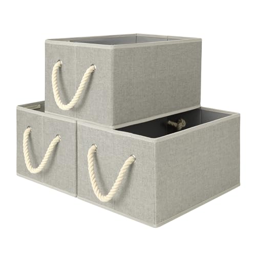 StorageWorks Storage Baskets for Shelves, Closet Organizers and Storage Bins, Fabric Organizer Bins for Clothes, Closet Shelf Organizer, Gray, Large, 3-Pack | Close Storage Baskets for Shelves, Fabric Organizer Bins for Clothes, Closet Shelf Organizer - c