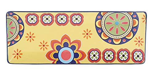 Bico Tunisian Ceramic 14 inch Rectangular Serving Platter, Set of 2, for Serving Salad, Pasta, Cheese, Ham, Appetizer, Microwave & Dishwasher Safe - style: Tunisian