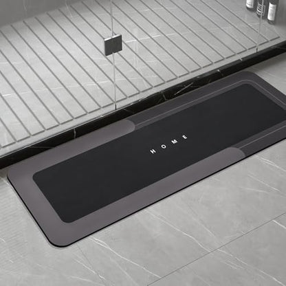 Housego Absorbent Bath Mat, Quick Dry Bath Rug, Non-Slip, 16.93x50 Inch, Black - color: Black, size: 1'5" x 4'2" (Rectangular)