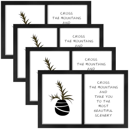 Golden State Art, 8x10 Double Picture Frame, Display Two 8x10 Photos(Black) | Solid Wood- Real Glass for Wall Mounting (Black, 4 Pack) - color: Black, size: 2 Openings 8x10 (4 Pack)
