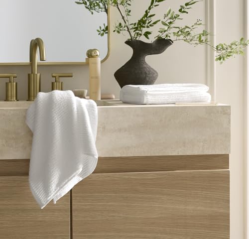 BOLL & BRANCH Turkish Ribbed Hand Towel Set, White | Set of 2 - 100% Organic Turkish Cotton - Soft Absorbent Quick Dry Luxury Spa Hand Towels, Textured Rib Weave - color: White, style: Turkish Ribbed