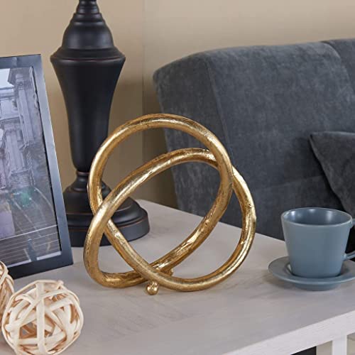 Danya B. Gold Eternal Loop Metal Art Abstract Sculpture. This Unique Accent Piece Symbolizes an Unending Cycle of Life. Perfect for Wedding, Anniversary, Home or Office Decor