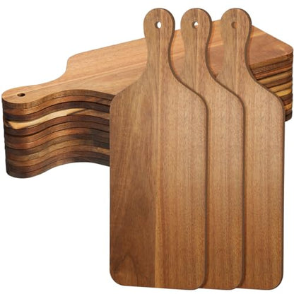 Zubebe 12 Pcs 17 x 6 Inch Acacia Wood Cutting Board with Handle | Charcuterie Board for Laser Engraving, Serving Chopping Board with Handle for Wedding Housewarming Mom Christmas Gift - size: 17"L x 6"W
