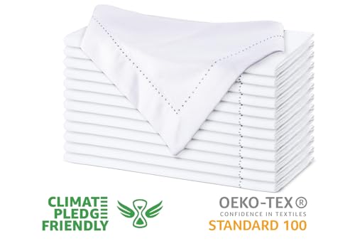 Urban Villa Hemstitch Cloth Dinner Napkins Cotton 20”x20” (Set of 6)-White - color: 002 White - Hemstitch, size: 20" x 20" (Set of 6)