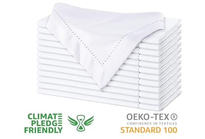 Urban Villa Hemstitch Cloth Dinner Napkins Cotton 20”x20” (Set of 6)-White - color: 002 White - Hemstitch, size: 20" x 20" (Set of 6)
