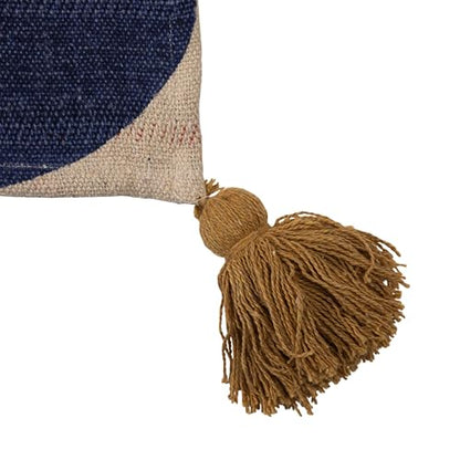 Bloomingville Woven Cotton Blend Throw with Abstract Design, Stripes and Tassels, Multicolor
