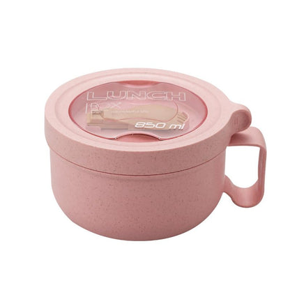 Rarapop 28.7oz Microwave Soup Bowl Containers with Lids, Wheat Straw Ramen Noodles Cup Mug for Instant Noodles,Oatmeal, Gumbo, Salad,Crunch,Cereal & More - Easy-Grip Design, Pink - color: Pink