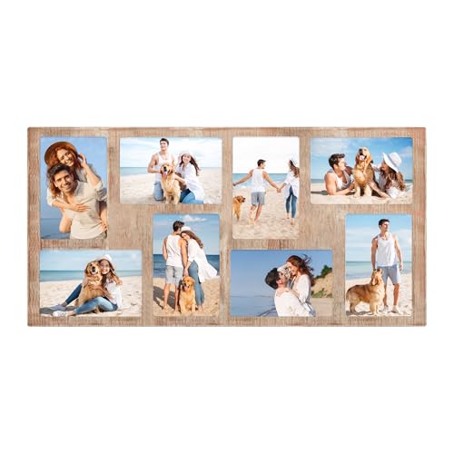 YESKAY 4x6 Picture Frame Collage for Wall Decor,Multiple Photo Collage Frames with Tempered Glass,8-Opening for 4 x 6 Picture Frames,Rustic Brown,1 Pack(OD:11.75X21in) - color: Rustic Brown, size: 4x6 - 8 Opening(OD:11X22in)