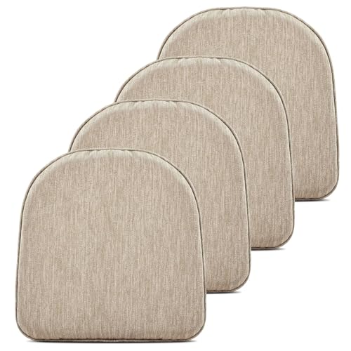 baibu Set of 4 Memory Foam Dual-Layer Design Metal Dining Chair Pads Bar Stool Cushion with Ties for Metal Chairs or Bar Stools - 4 Cushions Only (Beige, 14x14x1.5in) - color: Beige, size: 14x14x1.5 Inch (Pack of 4)