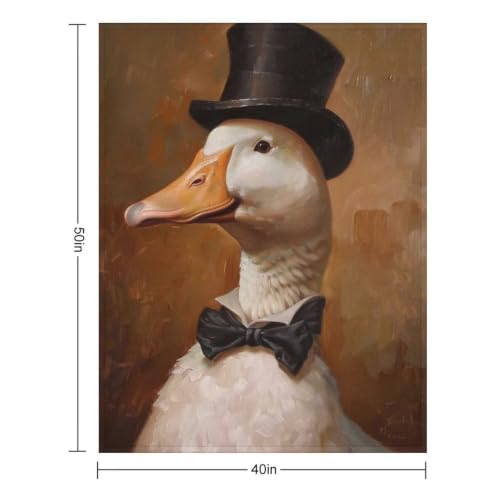 Gentleman Duck 02 Flannel Blankets Fleece Soft Throw Lightweight Plush Gifts for Couch, Bed, Cozy Sofa Plush, Chair, Lovers 40x50in(100x125cm) - color: Style-28, size: 40x50in(100x125cm)
