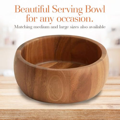 Woodard & Charles Acacia Wood Individual Salad & Snack Bowl, 6.5" x 2.5" | Acacia Wood Serving Bowl for Salad, Snacks, Nuts, Candy, Chips, Popcorn and More; Great for Parties and Everyday Use - size: Single 6 1/2" x 2 1/2" Salad Bowl