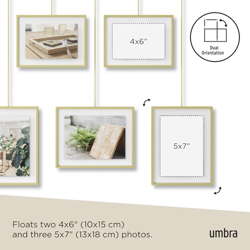 Umbra Exhibit Adjustable Photo Display – DIY Collage Set Mounts in Various Layouts Horizontally at Different Angles - Holds 5 Picture Frames for Photos, Prints, 4 by 6 inch and 5 (Pack of 3) - size: Pack of 3