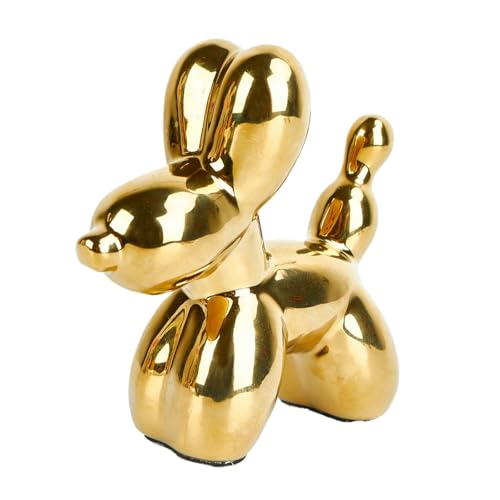 Ceramic Gold Balloon Dog Decor,Balloon Animal Statue(Small) | Living Room Bedroom Bookshelf Sculpture Desktop Office Coffee Table Decor - color: Gold, size: Small