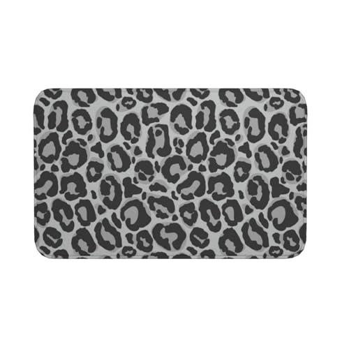 Grey Leopard Texture Bath Mat Non-Slip Soft Microfiber Bathroom Rugs Washable Bathmat, Carpet Rug Entryway Decor for Tub Shower Room Floor, 31.5x20 Mat - color: Leopard #02, size: 1'8" x 2'8" (Rectangular)