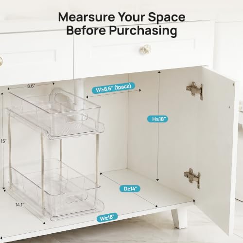 Vtopmart 2 Pack Larger Higher Pull Out Bathroom Under Sink Organizer (M-Higher) - color: Transparent, size: M-Higher (2 Pack)