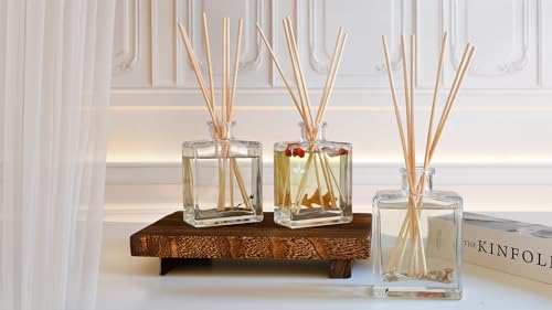 Reed Diffuser Set, Lavender Fields - Bathroom Shelf Décor | Real Lavender French Blossoms, Geranium & Clary Sage, Sleek Rectangular Refillable Glass Bottle, Made in the USA - color: Lavender Fields