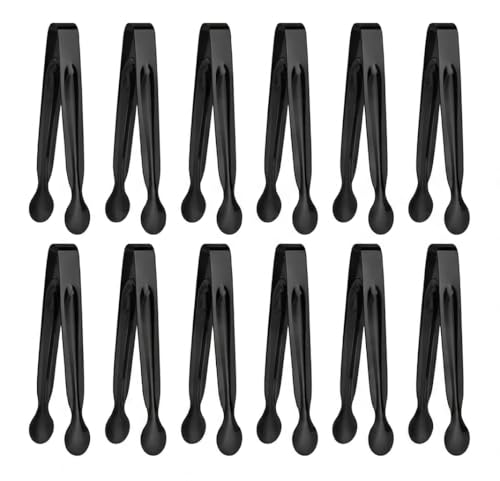 Small Serving Tongs, Mini Stainless Steel Sugar Tongs for Ice, Candy, Appetizers, Charcuterie, Kitchen Serving Utensils, Black - color: Matte Black