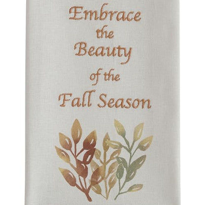 Park Designs Embrace The Beauty Dishtowel Set of 2 | 100% Cotton | Embroidered Fall Leaf Quote | Green to Yellow Ombre Print | Autumn Farmhouse Kitchen Decor - color: Embrace the Beauty Dishtowel Set of 2