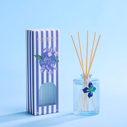 Reed Diffuser, Blue Iris Scent Flower Diffuser, 6.09 fl oz | 8 Reeds, Long-Lasting Home Fragrance, Bathroom Bedroom Shelf Decor & Gifts - color: Blue(blue Iris)