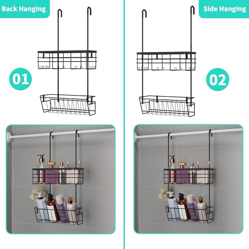 HapiRm Hanging Shower Caddy Organizer - No Drilling Shower Organizer with Inclined Shelf, Rustproof & Waterproof 304 Stainless Steel Bathroom Caddy - Black - color: Black-Inclined Shelf