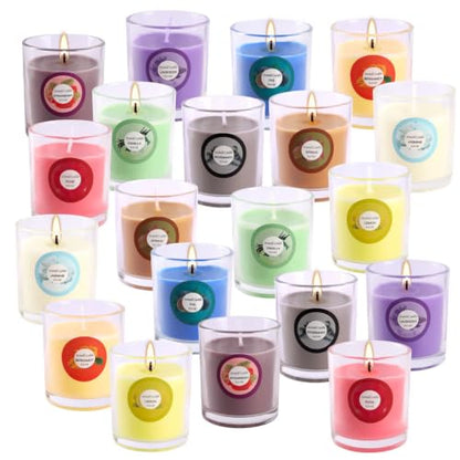 20 Pack Strong Scented Candles Gift Set with 10 Fragrances for Home and Women, Aromatherapy Soy Wax Glass Jar Candle - color: 20PackRainbow