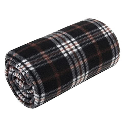 Trail maker 50x60 Throw Blankets, Plaid Fleece Throw Blankets for Bedroom, Couch, Livingroom, Chair, Pets, Outdoors - color: Brown