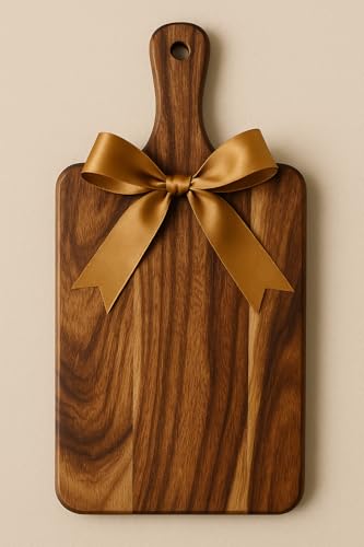 Premium Bamboo Charcuterie Board/Wooden Cutting Board, Beginner Friendly- Durable with Grip Handle For Meat, Veggies, Cheeses and Fruit- House Warming Kitchen Gift/Gift for Foodies