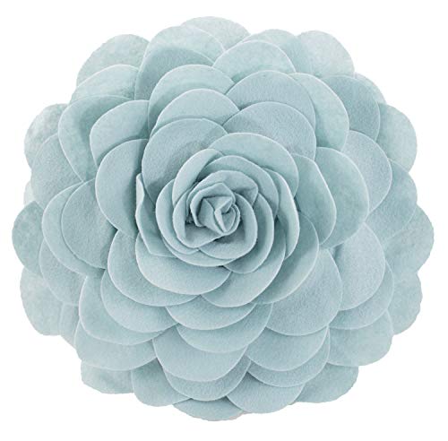 Fennco Styles Eva's Flower Garden Decorative Filled Throw Pillow 13" Round - Aqua Floral Accent Pillow for Home, Couch, Bed, Living Room, Holiday and Office Décor - color: Aqua
