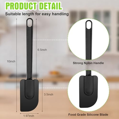 Meekoo 5 Pcs 10 Inch Rubber Spatula 500℉ High Heat Resistant Spatulas | Silicone Spatulas, for Baking Kitchen Cooking, Commercial Food Bpa Free Grade Non Stick Dishwasher Safe, Black - color: Black, size: 10 Inch
