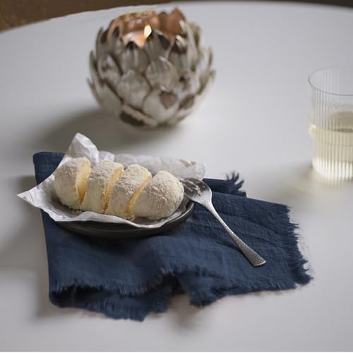 Handmade Cloth Napkins 100% Cotton Napkins with Fringe，Delicate Handmade Cloth Napkins for Dinners, Parties, Weddings and More，18 x 18 Inch Set of 4 - Navy Blue - color: Navy Blue