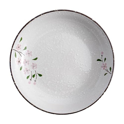 8 Inch Ceramic Pasta Bowls Salad Bowls Large Ceramic Serving Bowls for Soup, Dessert, Shallow Bowls Plates for Dinner (4Pack, Pink Sakura) - color: Pink Sakura