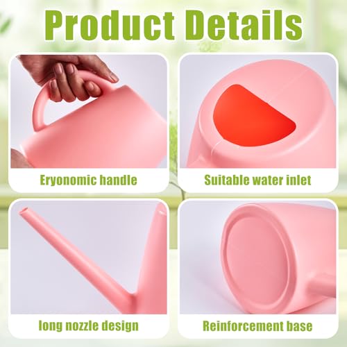 ZXJ Plant Watering Cans for Indoor and Outdoor Home Garden Plants - with Long Spout - Pink - 1/2 Gallon - color: Pink