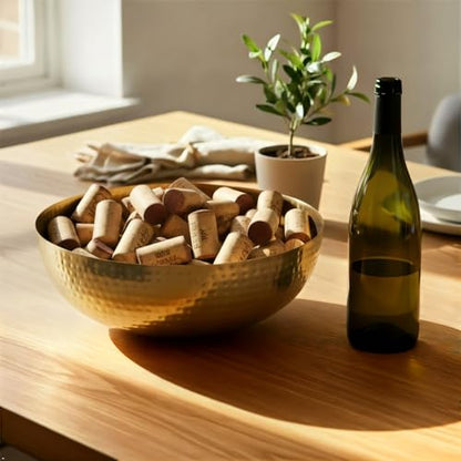 Creative Co-Op Round Hammered Metal Bowl, Gold Finish, 14" - color: Gold Finish