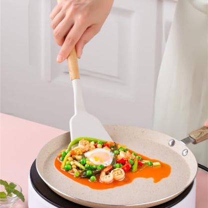 Kitchen Cooking Utensils and Knife Set with Block, 19 Pieces Cooks Cutting Set 11 Silicone Utensils Tool 5 Pcs Sharp Stainless Steel Chef Knives Scissors Whisk Tongs and Cutting Board (Pink) - color: Pink