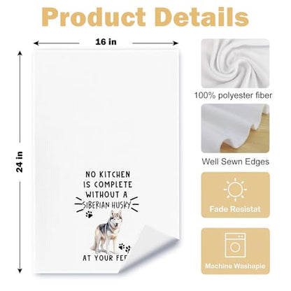 Siberian Husky Funny Dog Kitchen Dish Towels - Siberian Husky Waffle Weave Hand Towels,A Kitchen is Not Complete Dish Towel for Home Bathroom,Dog Lovers Gift,16×24 Inch - color: Siberian at Your Feet