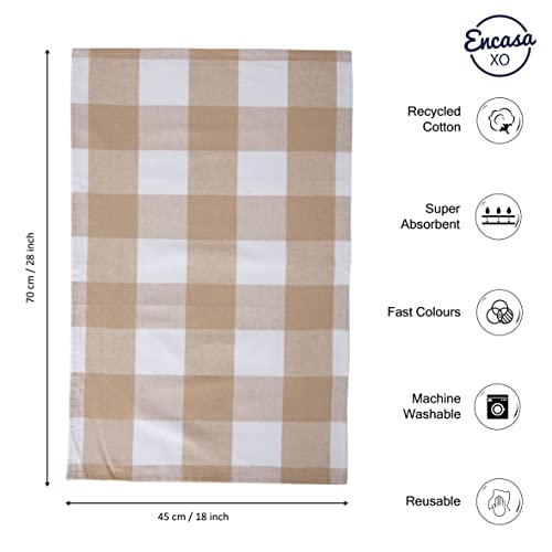 Encasa XO Kitchen Dish Towels, Waffle Weave 28"x18" Beige | Heavyweight 100% Cotton | Super Absorbent & Quick Drying | Pre-Shrunk Dishcloths | Set of 6 - color: Beige, size: 28x18 in (Set of 6)