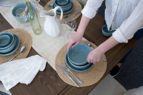 Elanze Designs Bistro Glossy Ceramic 7 inch Dinnerware Bowls Set of 4 - Perfect for Everyday uses from Pasta to Salad, Cereal to Ice cream, Ramen to Pho, Ice Blue - color: Ice Blue, style: 7 inch Cereal Salad