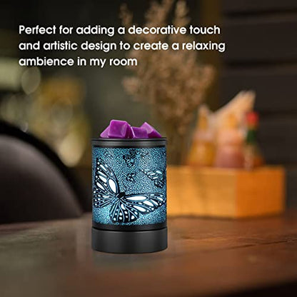 Enaroma Fragrance Wax Melts Warmer with 7 Colors LED Changing Light Scent Oil Candle Warmer for Home Office-ButterflyTimer - color: Butterfly Timer